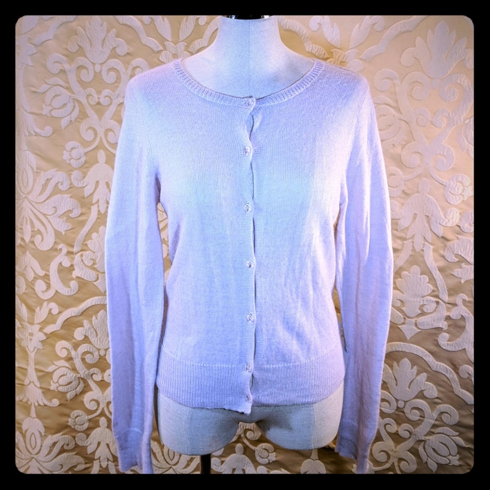 J. Crew lavender Merino wool button-up cardigan L